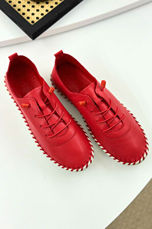 Derinyus %100 Hakiki Deri Çarık - Kırmızı