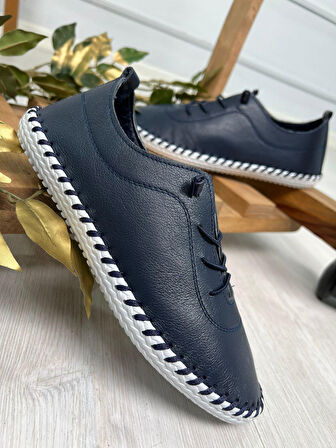 Derinyus %100 Hakiki Deri Çarık - Lacivert