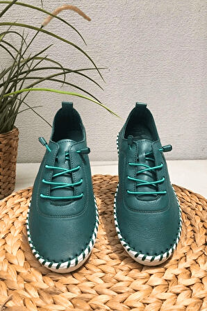 Derinyus %100 Hakiki Deri Çarık - Yeşil