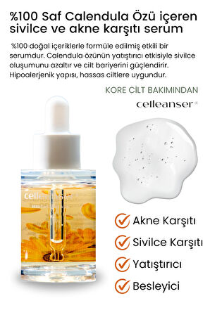 CELLEANSER Calendula Içeren Sivilce Karşıtı Besleyici, Yatıştırıcı, Nemlendirici Serum