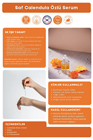 CELLEANSER Calendula Içeren Sivilce Karşıtı Besleyici, Yatıştırıcı, Nemlendirici Serum