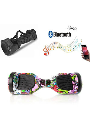 Elektrikli Kaykay Hoverboard Bluetooth Hoparlörlü 6.5 İnç Grafiti D04 - Çanta Hediye