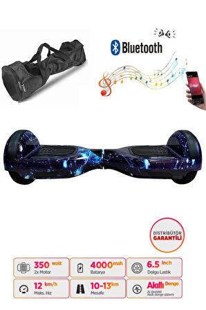 Elektrikli Kaykay Hoverboard Bluetooth Hoparlörlü 6.5 İnç Grafiti D12 - Çanta Hediye