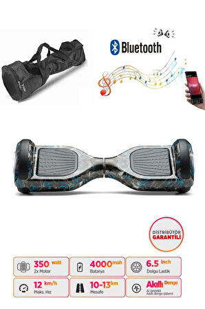 Elektrikli Kaykay Hoverboard Bluetooth Hoparlörlü 6.5 İnç Grafiti D18 - Çanta Hediye