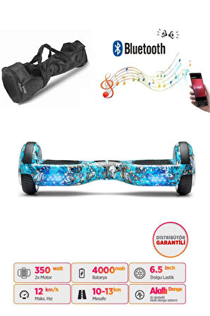 Elektrikli Kaykay Hoverboard Bluetooth Hoparlörlü 6.5 İnç Grafiti D20 - Çanta Hediye