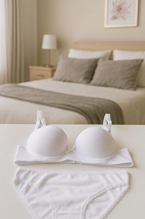 Desenli İthal Kaliteli Kumaş Dolgulu Destekli Sütyen Külot Takım