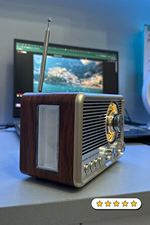 Retro Vintage Nostaljik Radyo Bluetootlu Fenerli Mini Kibar Fm Radyo Şık Ve Tarz Bir Arada 