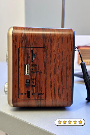 Retro Vintage Nostaljik Radyo Bluetootlu Fenerli Mini Kibar Fm Radyo Şık Ve Tarz Bir Arada 