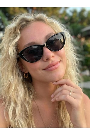 Diana Siyah Cat Eye Güneş Gözlüğü İnce Slim Çerçeveli