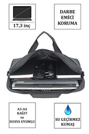 Su Geçirmez Kumaş Darbe Emici Koruma 17,3 Inç Laptop Evrak Çantası
