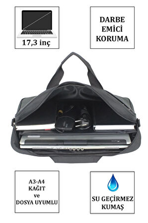 17,3 Inç Notebook ve Laptop Evrak Çantası Darbe Emici Yüzey Ergonomik Tasrım