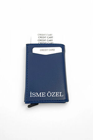 İsme Özel Lacivert Mekanizmalı Kartlık Kişiye Özel Mekanizmalı Cüzdan Hediyelik