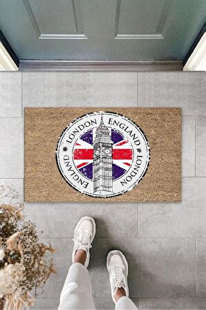 Dijital Baskı Bej London Saat Kulesi Paspas K-3150
