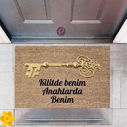 Kapı Önü Paspası Dekoratif Dijital Baskı Anahtar P-2481