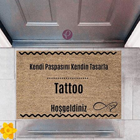 Kapı Önü Paspası Dekoratif Dijital Baskı Tattoo P-2558