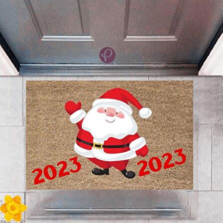 Kapı Önü Paspası Dekoratif Dijital Baskı Yeni Yıl Konsepti P-2622