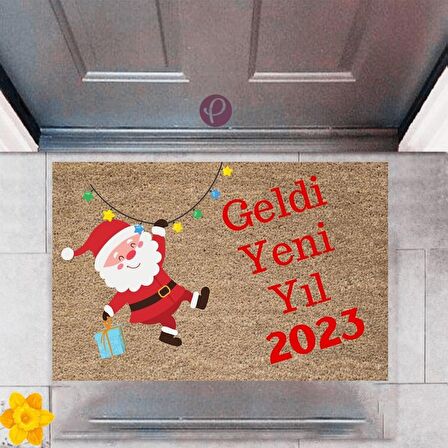 Kapı Önü Paspası Dekoratif Dijital Baskı Yeni Yıl Konsepti P-2624