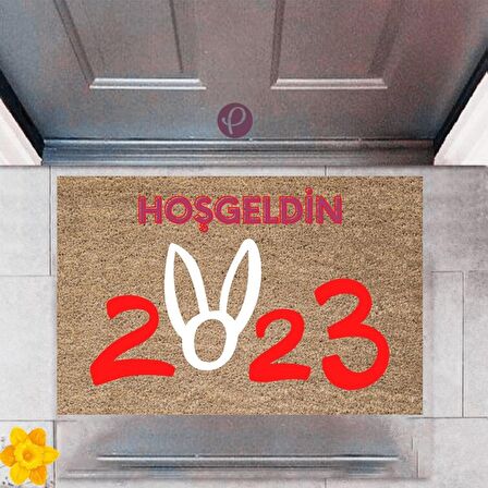 Kapı Önü Paspası Dekoratif Dijital Baskı Yeni Yıl Konsepti P-2636
