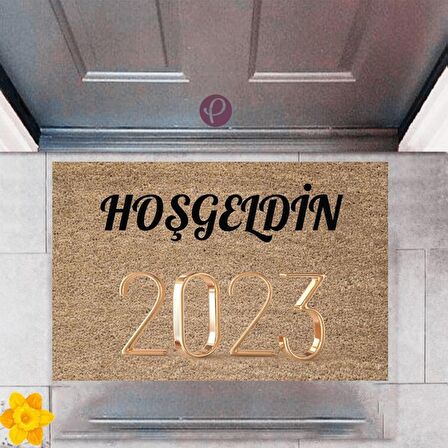 Kapı Önü Paspası Dekoratif Dijital Baskı Yeni Yıl Konsepti P-2657