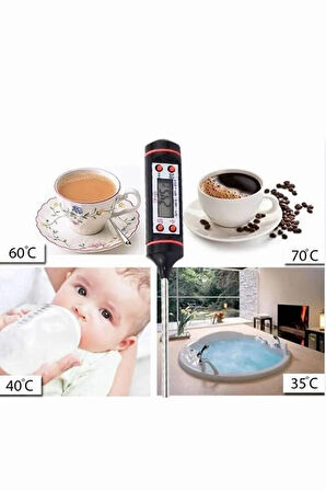 Dijital Gıda Termometresi Sıcaklık Derece Kutulu Et Süt Mama Yemek Isı Ölçer 1 Adet