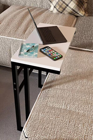 C Sehpa – Metal Ayaklı Yan Sehpa, Koltuk Kenarı Servis Sehpası, Laptop ve Kahve Masası (56x30x65 cm)