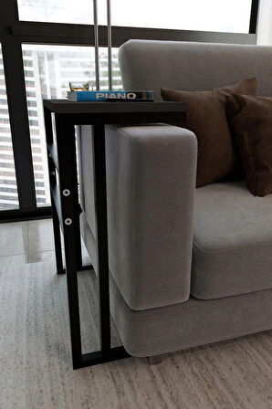 C Sehpa – Metal Ayaklı Yan Sehpa, Koltuk Kenarı Servis Sehpası, Laptop ve Kahve Masası (56x30x65 cm)