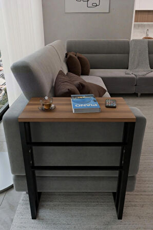 C Sehpa – Metal Ayaklı Yan Sehpa, Koltuk Kenarı Servis Sehpası, Laptop ve Kahve Masası (56x30x65 cm)