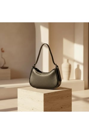 Kadın Baget Omuz Çantası – Minimalist Suni Deri Hobo Koltuk Altı Günlük Çanta