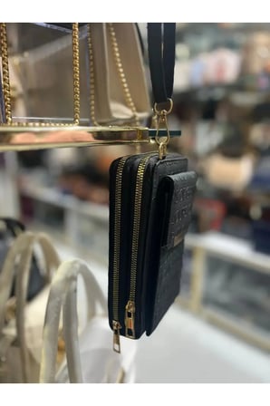 Kadın Çapraz Askılı Telefon Bölmeli - 3 Bölmeli Cüzdan Çanta - Askılı Telefonluk Çapraz Çanta
