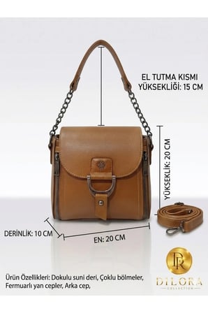 Kadın Premium Çapraz ve Omuz Çantası Füme Metal ve Dekoratif Fermuar Detaylı Çok Bölmeli Günlük ve Şık Kullanım