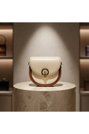 Premium Kilit Detaylı Kadın Çapraz Askılı Günlük Çanta Krem Taba & Minimal Tasarım Kadın Omuz Çantası Vintage Saddle Kadın Omuz ve Çapraz Askılı Çanta