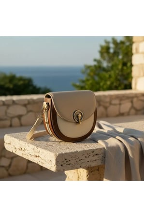 Premium Kilit Detaylı Kadın Çapraz Askılı Günlük Çanta Krem Taba & Minimal Tasarım Kadın Omuz Çantası Vintage Saddle Kadın Omuz ve Çapraz Askılı Çanta