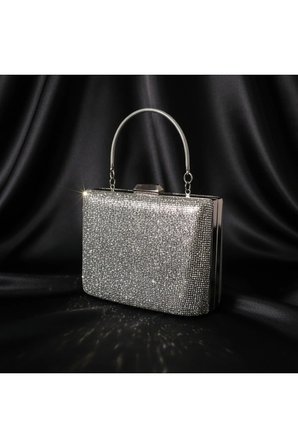 Kadın Taşlı Abiye Clutch Portföy Çanta - Zincir Askılı Şık Davet ve Düğün Nişan Gece Çantası