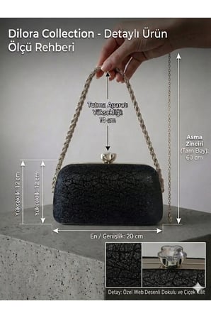 Kadın Dokulu Abiye Çanta Clutch Portföy Zincir Askılı Kristal Taş Kilitli Düğün Nişan Gece Davet Çantası