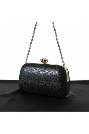 Kadın Dokulu Abiye Çanta Clutch Portföy Zincir Askılı Kristal Taş Kilitli Düğün Nişan Gece Davet Çantası