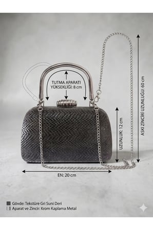 Siyah Desenli Işıltılı Abiye Çanta – Zincir Askılı Clutch Düğün Nişan Gece Davet Çantası