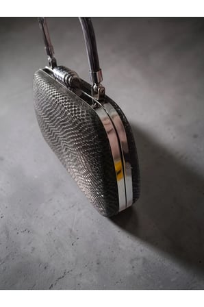 Siyah Desenli Işıltılı Abiye Çanta – Zincir Askılı Clutch Düğün Nişan Gece Davet Çantası