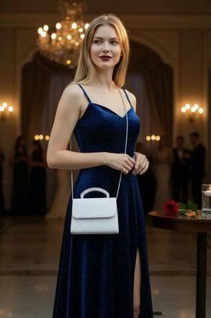 Kadın Beyaz Simli Taş Detaylı Abiye Çanta – Işıltılı Mini El & Omuz Çantası - Düğün Nişan Gece Davet çantası