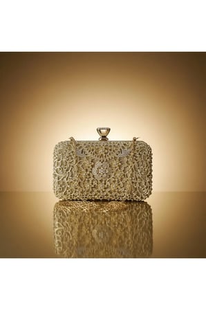 Lüks Gold Taş İşlemeli Kadın Abiye Çanta – Zincir Askılı El ve Omuz Kullanımlı Gece Çantası