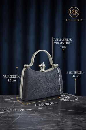 **Kadın Kristal Taş Detaylı Abiye Çanta Parlak Portföy Çanta Düğün Nişan Davet Çantası**