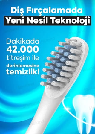 Şarjlı elektrikli diş fırçası IPX7 su geçirmez 42.000 titreşim 6 mod sonic 3 + 1 başlık 