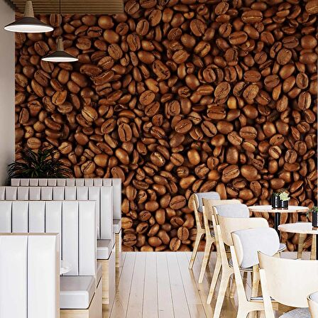 Kahve Çekirdekleri Temalı Cafe Duvar Kağıdı Baskı