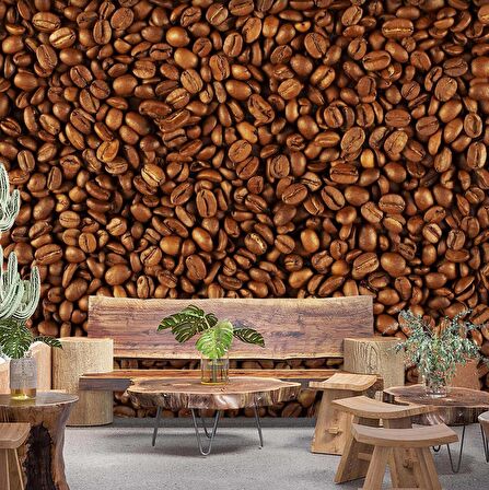Kahve Çekirdekleri Temalı Cafe Duvar Kağıdı Baskı