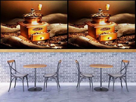 Kahve Çekme Makineli Cafe Duvar Kağıdı Baskı