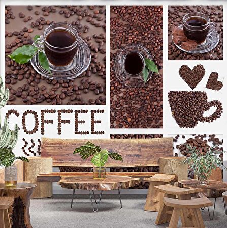 Kahveli Cafe Duvar Kağıdı Baskı