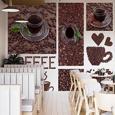 Kahveli Cafe Duvar Kağıdı Baskı