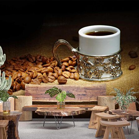 Fincanda Kahve Cafe Duvar Kağıdı Baskı