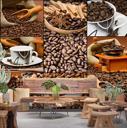 Kahve Çekirdeği Cafe Duvar Kağıdı Baskı