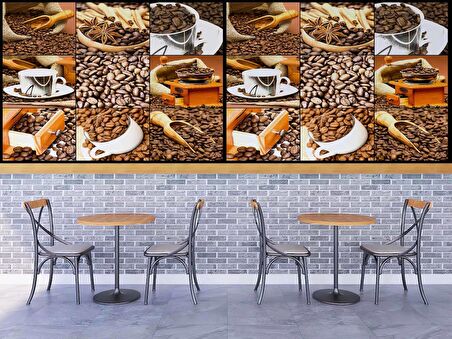 Kahve Çekirdeği Cafe Duvar Kağıdı Baskı