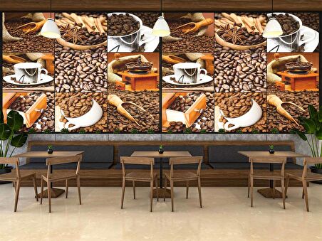 Kahve Çekirdeği Cafe Duvar Kağıdı Baskı